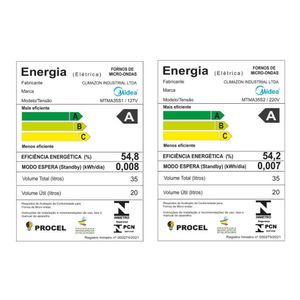 Micro-ondas Preto 35L Porta Espelhada Midea MTMA35S1 - 127V