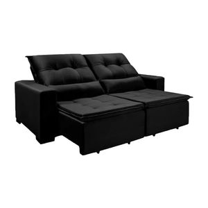 Sofá 5 Lugares Chicago 2,30m Veludo com Pillow Preto