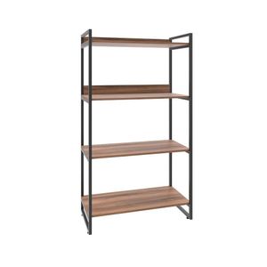 Estante Kuadra 80x40x146cm Com 4 Prateleiras Nogal Preta