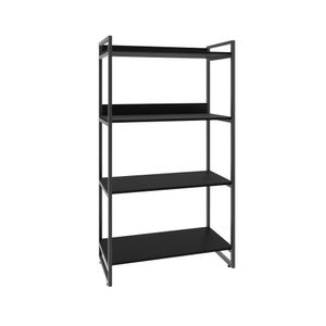 Estante Kuadra 80x40x146cm Com 4 Prateleiras Preto Ônix Estrutura Preta