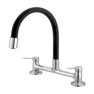Torneira Misturadora Para Cozinha Bancada Autralis Cromado/preto
