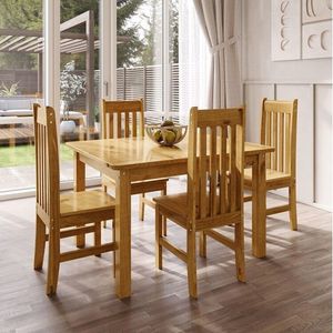 Conjunto Sala De Jantar Mesa Retangular 120cm Com 4 Cadeiras Em Madeira Maciça Essen Espresso Móveis Nogueira