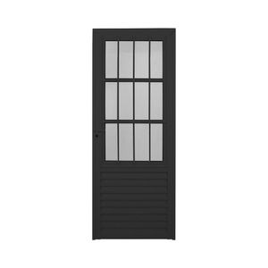 Porta De Aluminio Postigo 210x80cm Sólida Preto