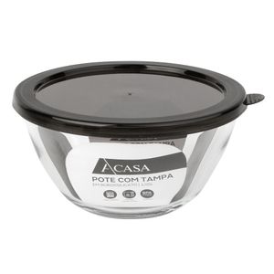 Pote Em Borossilicato 1,05l Com Tampa Preta - Acasa