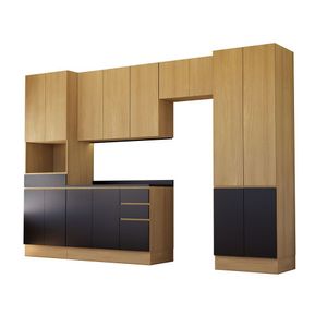 Cozinha Completa 5 Peças Com Espaço Para Micro-ondas E Tampo Freijó/freijó Brasil/preto