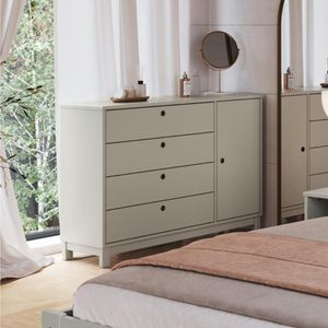 Cômoda De Madeira Maciça Com 1 Porta E 4 Gavetas 110cm Multimóveis Cr35279 - Verde Frost