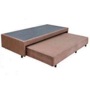Cama Box Bicama Auxiliar Solteiro Suede Espuma 8cm 88x188x40 Marrom
