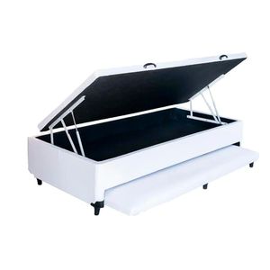 Cama Box Baú Auxiliar Solteiro Sintético Espuma 8cm 88x188x45 Branco