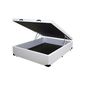 Cama Box Baú Viúva King Design Sintético Branco 128x188x41
