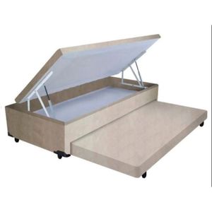 Cama Box Baú Auxiliar Solteiro Suede Espuma 8cm 88x188x45 Bege
