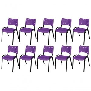Cadeira Iso Base Preto Igreja, Escola, Escritório - Violeta Kit 10 Peças