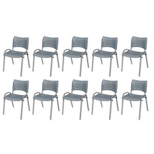 Cadeira Iso Base Cinza, Igreja, Escola, Escritório -cinza Kit 10 Peças