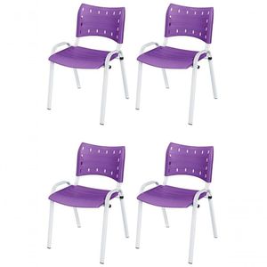 Cadeira Iso Base Branco Igreja, Escola, Escritório - Violeta Kit 4 Peças