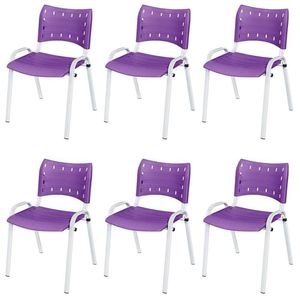 Cadeira Iso Base Branco Igreja, Escola, Escritório - Violeta Kit 6 Peças