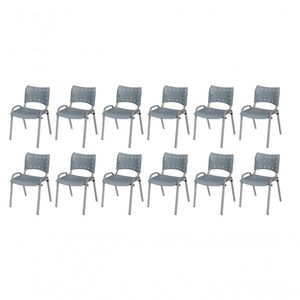 Cadeira Iso Base Cinza, Igreja, Escola, Escritório -cinza Kit 12 Peças