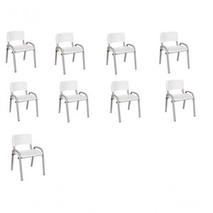 Kit 9 Cadeira Iso Infantil Creche, Escola Base Cinza Branco
