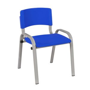 Kit 7 Cadeira Iso Infantil Creche, Escola Base Cinza Azul