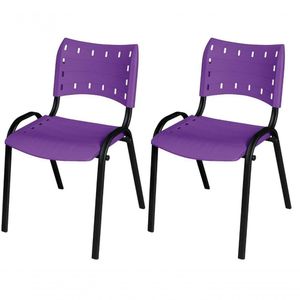 Cadeira Iso Base Preto Escola, Escritório Violeta - Kit 2 Un