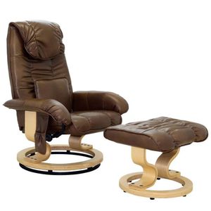 Poltrona Do Papai Massageadora Elétrica Com Puff Louis R02 Pu Marrom - Mpozenato