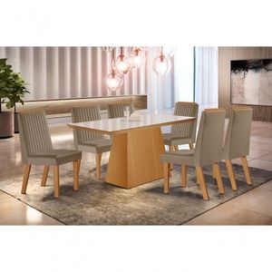 Sala De Jantar Prada 160x80 6 Cadeiras Riviera - Lj Móveis