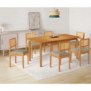 Mesa Alegra 6 Cadeiras Jade 1,60 Linho Cinza Jcm - Cinamomo