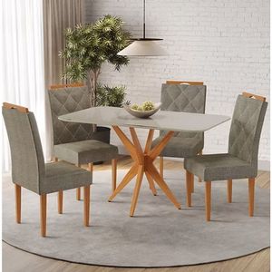 Mesa Simpatia 1,20 4 Cadeiras Diamante Linho Jcm Cinamomo/off