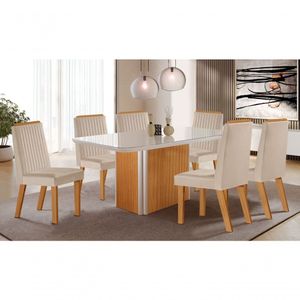 Mesa Londres 180x90 6 Cadeiras Riviera - Lj Móveis