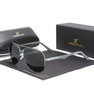 Óculos De Sol Polarizados Kingseven 7759 Estilo Piloto Cinza