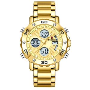 Relógio Digital Masculino De Quartzo Esportivo Militar Em Aço Inoxidavel Impermeavel Dourado