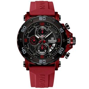 Relógio Masculino De Quartzo Esportivo Pulseira De Silicone Impermeavel Vermelho