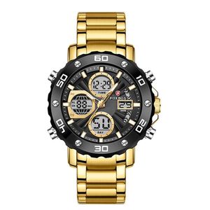 Relógio Digital Masculino De Quartzo Esportivo Militar Em Aço Inoxidavel Impermeavel Preto Dourado