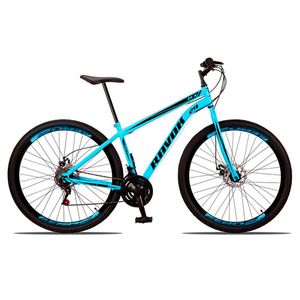 Bicicleta Aro 29 Bike Aço 21 Marchas Velocidades Freio A Disco Cor:azul Celeste