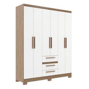 Guarda-roupa 6 Portas 3 Gavetas Decibal - Rp3636 Wood/branco