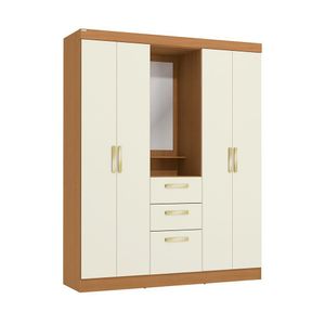 Guarda-roupa 5 Portas 4 Gavetas Kappesberg Capelinha - R591 Canela/offwhite