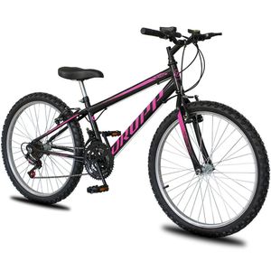 Bicicleta Aro 26 Dropp Sport Infantil Adulto18 Vel Marchas Freio V-brake - Preto e Rosa