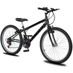 Bicicleta Aro 26 Dropp Sport Infantil Adulto18 Vel Marchas Freio V-brake - Grafite e Preto