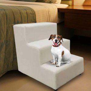 Escada Escadinha Pet Cachorro 3 Degraus Rampa Suede Premium Bege