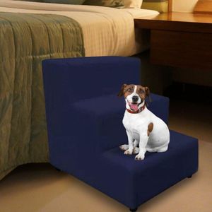 Escada Escadinha Pet Cachorro 3 Degraus Rampa Suede Premium Azul Marinho
