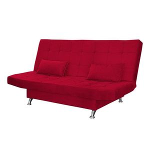 Sofá Cama Casal Com Almofadas Chicago Suede Vermelho