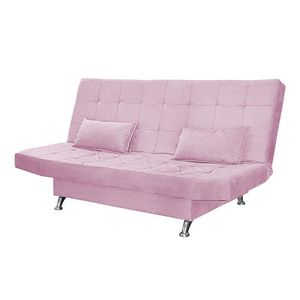 Sofá Cama Casal Com Almofada 3 Lugares Califórnia Suede Rosê