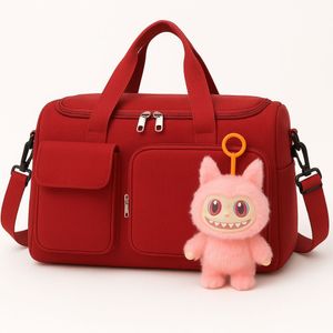 Bolsa De Academia Com Labubu Chaveiro Monster V3 - Vermelho