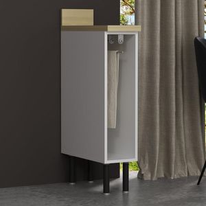 Balcão De Cozinha Em Mdf Com Tampo E Porta-toalhas 20cm Multimóveis Cr20465 Branco/carvalho Tropical
