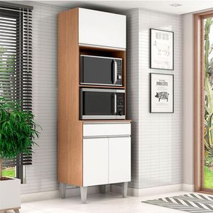 Armário Paneleiro Torre Quente 2 Fornos Ambiente Andréia Amêndoa Branco - Ajl
