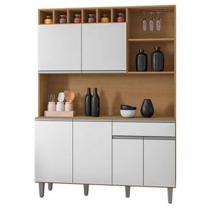 Armário Para Cozinha Kit Alice Amêndoa Branco - Ajl