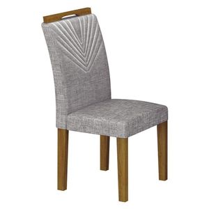 Cadeira Para Mesa De Jantar Stela Mdf Freijó Linho Cinza - Leifer Móveis