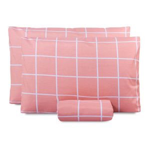 Jogo De Lençol King Classic Estampado 160 Fios 3 Peças - Grid Rose