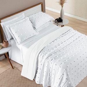 Cobre Leito King Poppy Micropercal 300 Fios 3 Peças - Branco
