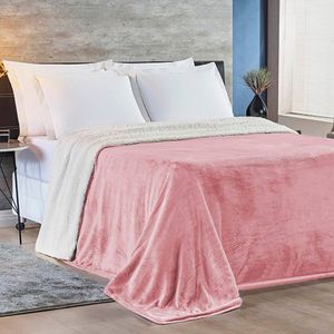Cobertor Queen Alaska Dupla Face Sherpa/mantinha - Rosa