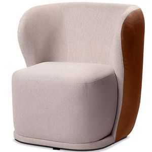 Poltrona Base Giratória Corven - Corino Marrom/linho Bege