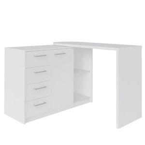 Escrivaninha Em L Com 4 Gavetas 1 Porta E Nicho London Branco